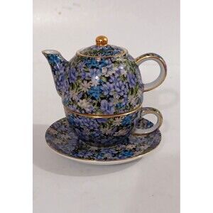 Two's Company Chintz Mollie Teacup Saucer Pot & Lid Set EUC